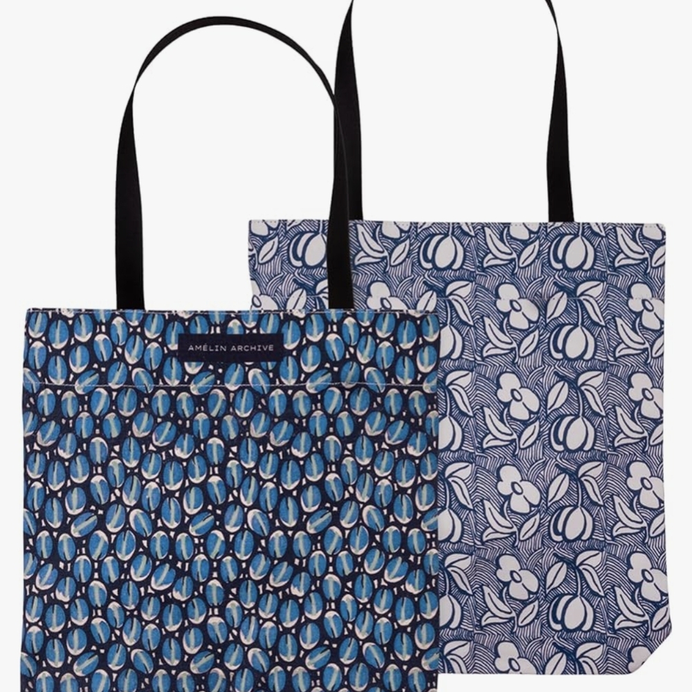 Blue and White Tote Bag Set